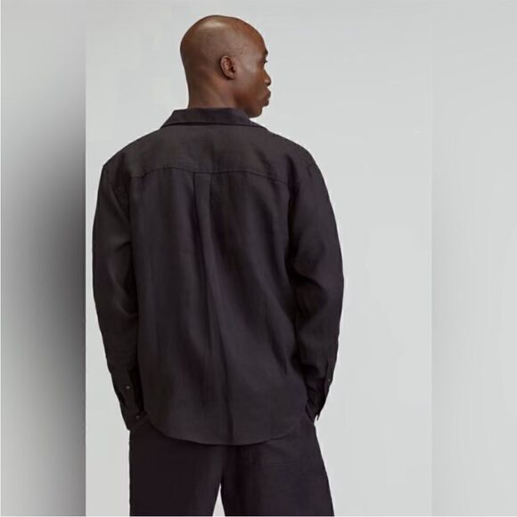 NWT Everlane The Relaxed Linen Long-Sleeve Shirt in Black Size S - Picture 2 of 12